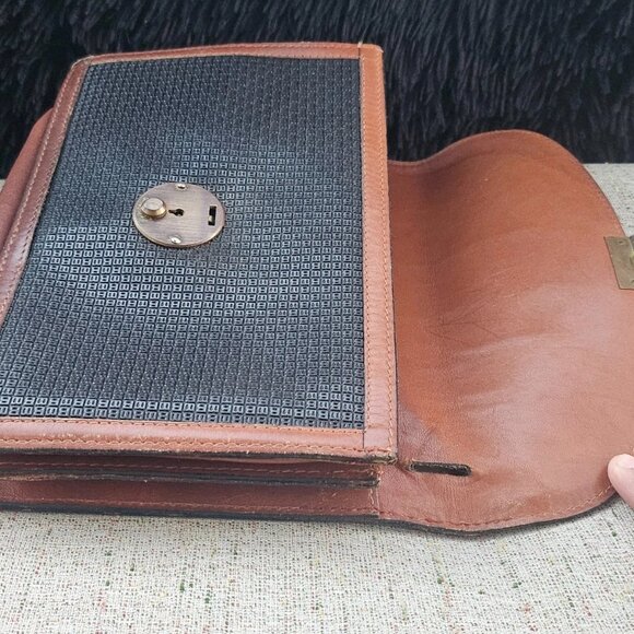 Vintage Bally Clutch Purse Brown/Black Leather Wristlet Rare Hand Bag Made Italy - Picture 10 of 13